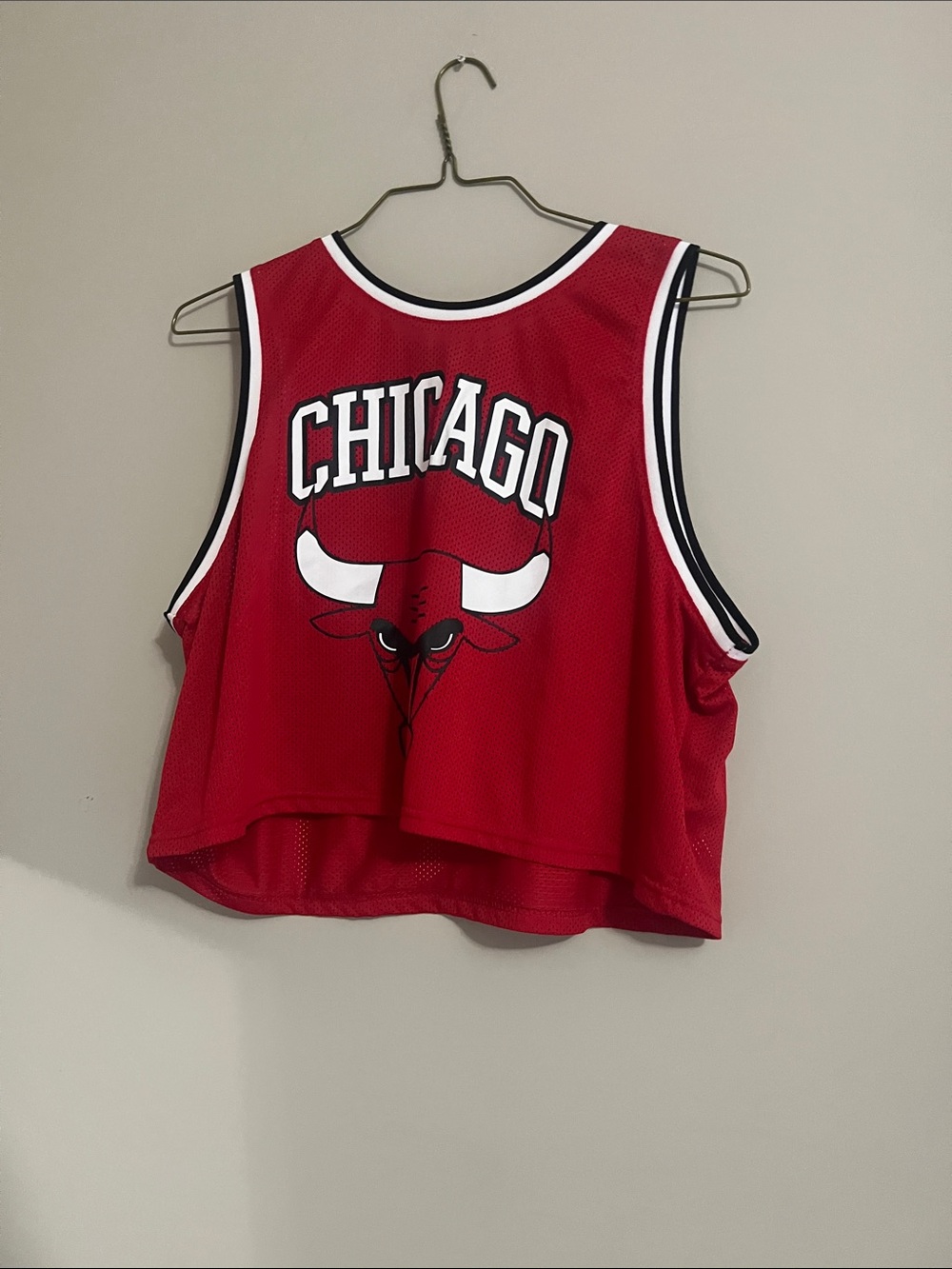 Chicago Bulls Red Cropped Mesh Jersey Tank